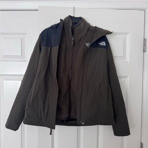 The North Face Women's Ski Jacket - black and army green/olive